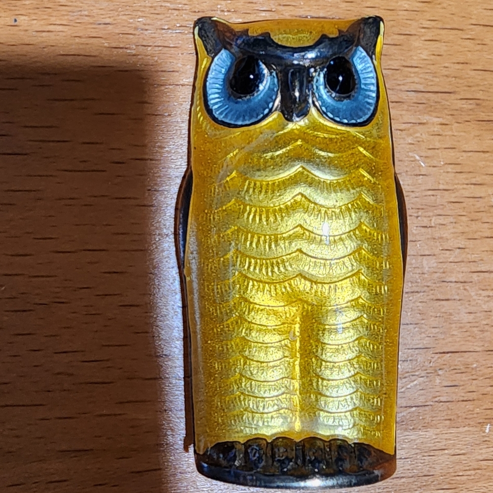 David Anderson Norway Enamel Owl Sterling Silver 925 Vintage